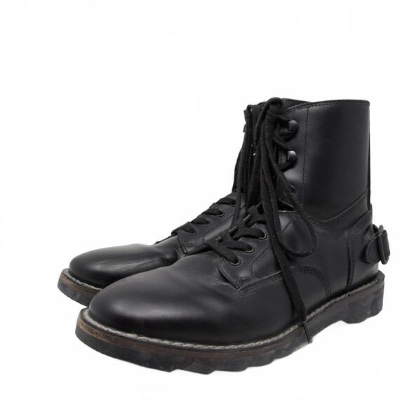 Men\'s Coach Leather Combat Boots Leather G1568  Back Buckle Feature Sz 13 D
